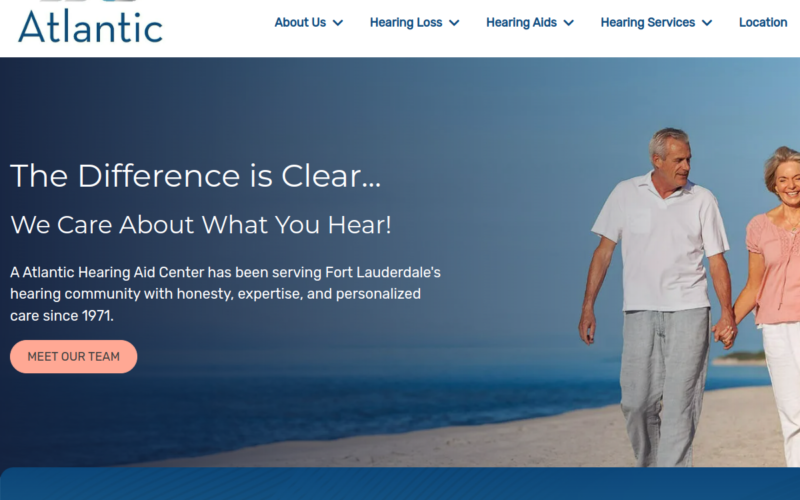 Website homepage of A Atlantic Hearing Aid Center
