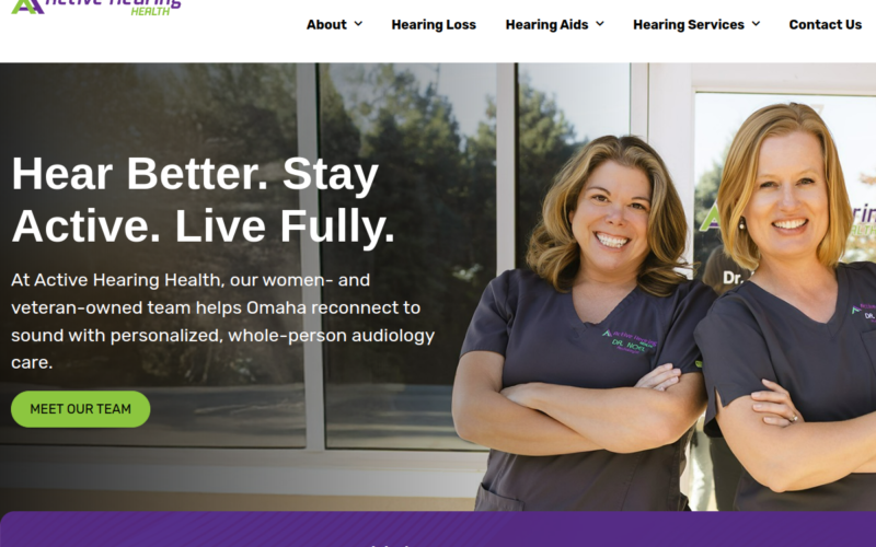 Website homepage of Active Hearing Health