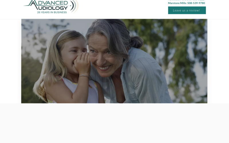 Website homepage of Advanced Audiology Associates
