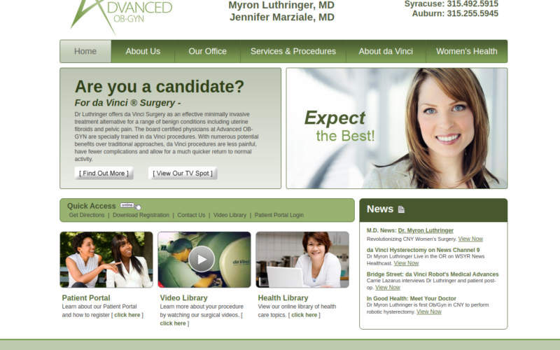 Website homepage of Advanced OB/GYN PLLC