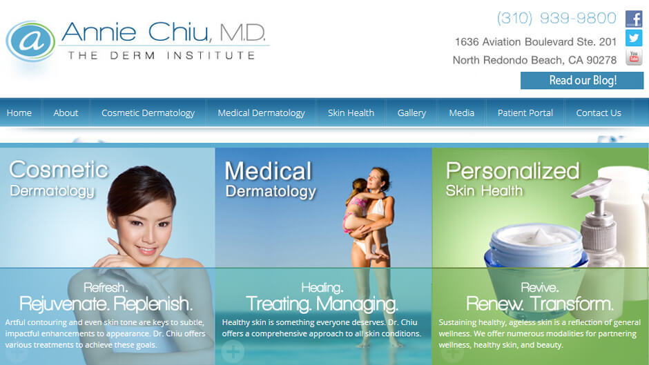 Website designed by Onspire for The Derm Institute