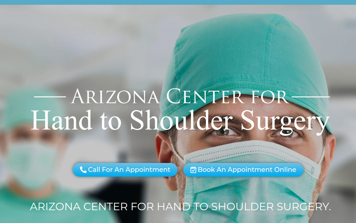 Website homepage of ARIZONA CENTER FOR HAND TO SHOULDER SURGERY