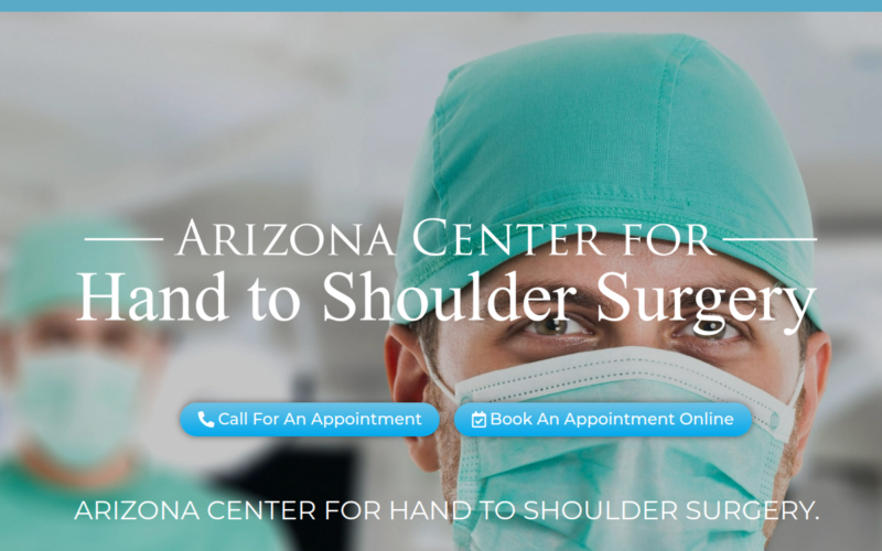 Website homepage of ARIZONA CENTER FOR HAND TO SHOULDER SURGERY