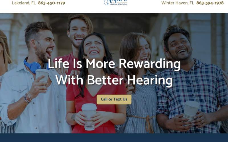 Website homepage of Aspire Hearing Solutions