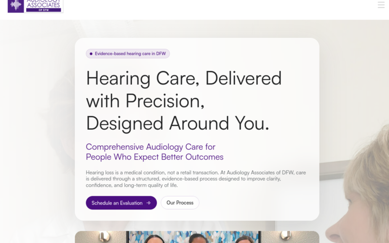 Website homepage of Audiology Associates