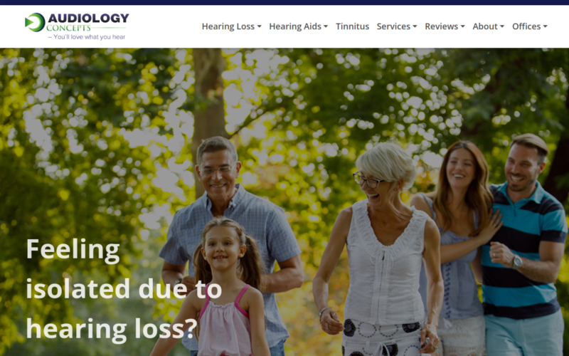 Website homepage of Audiology Concepts