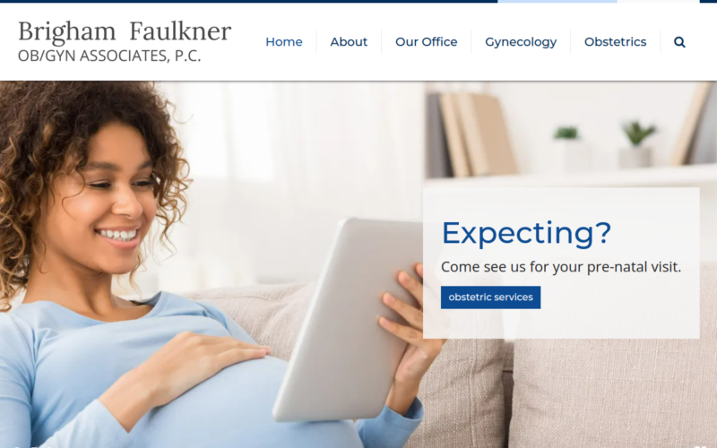 Website homepage of Brigham Wellesley OB-GYN Associates