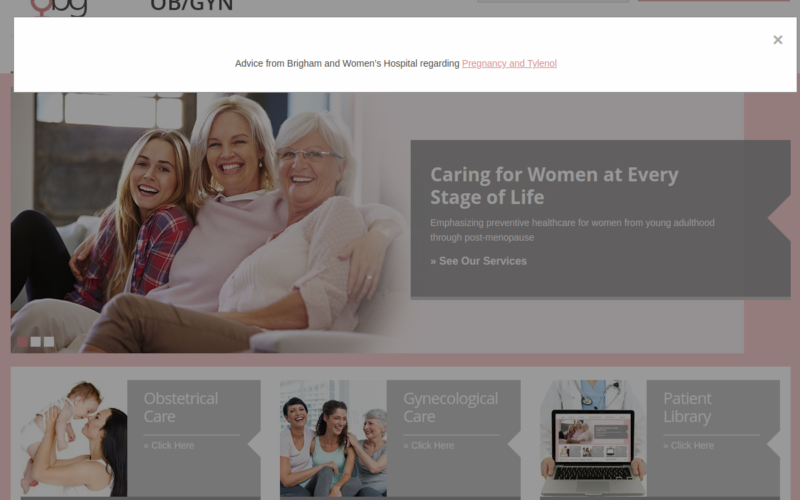 Website homepage of Brookline Village OBGYN