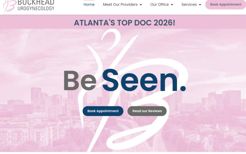 Website homepage of Buckhead Urogynecology