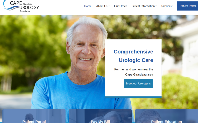 Website homepage of Cape Girardeau Urology Associates