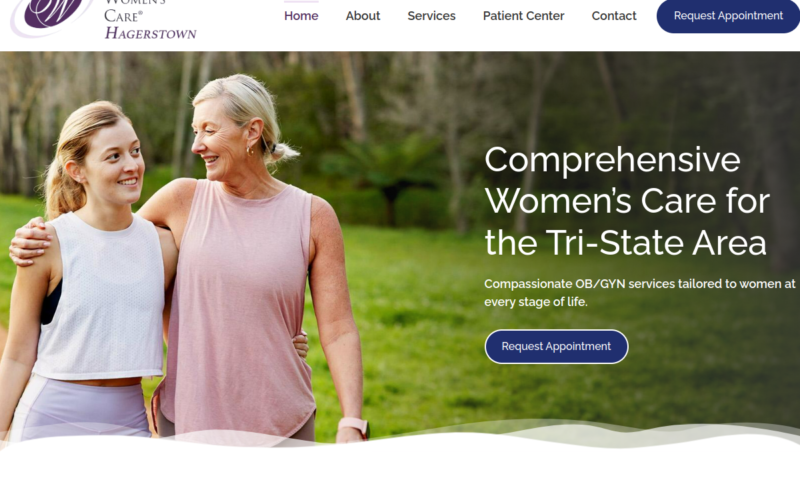 Website homepage of Capital Women's Care - Hagerstown