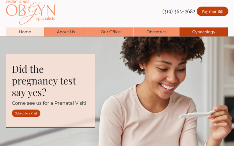 Website homepage of Cedar Rapids OBGYN Specialists, P.C.