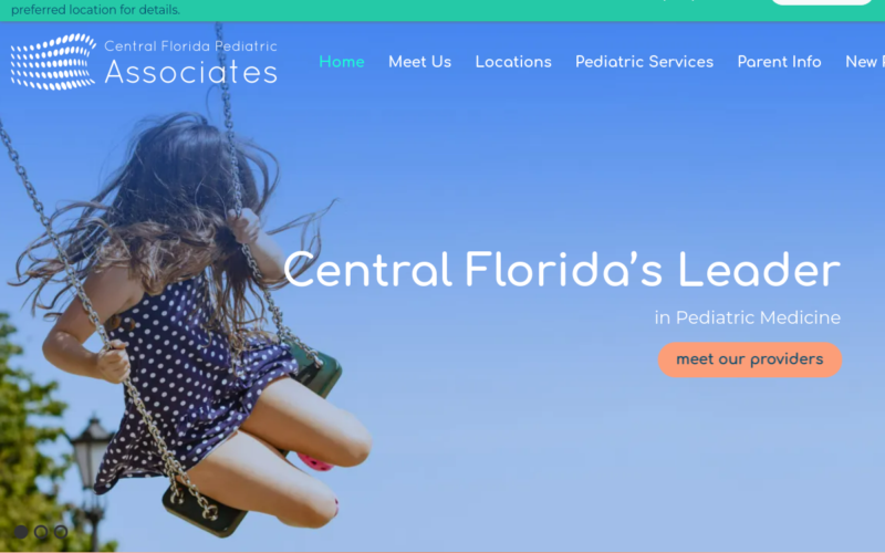 Website homepage of Central Florida Pediatric Associates