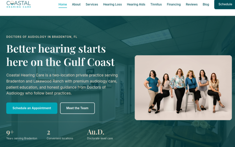 Website homepage of Coastal Hearing Care
