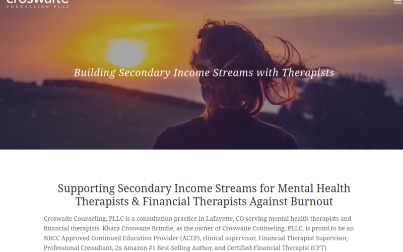Website homepage of Croswaite Counseling, PLLC
