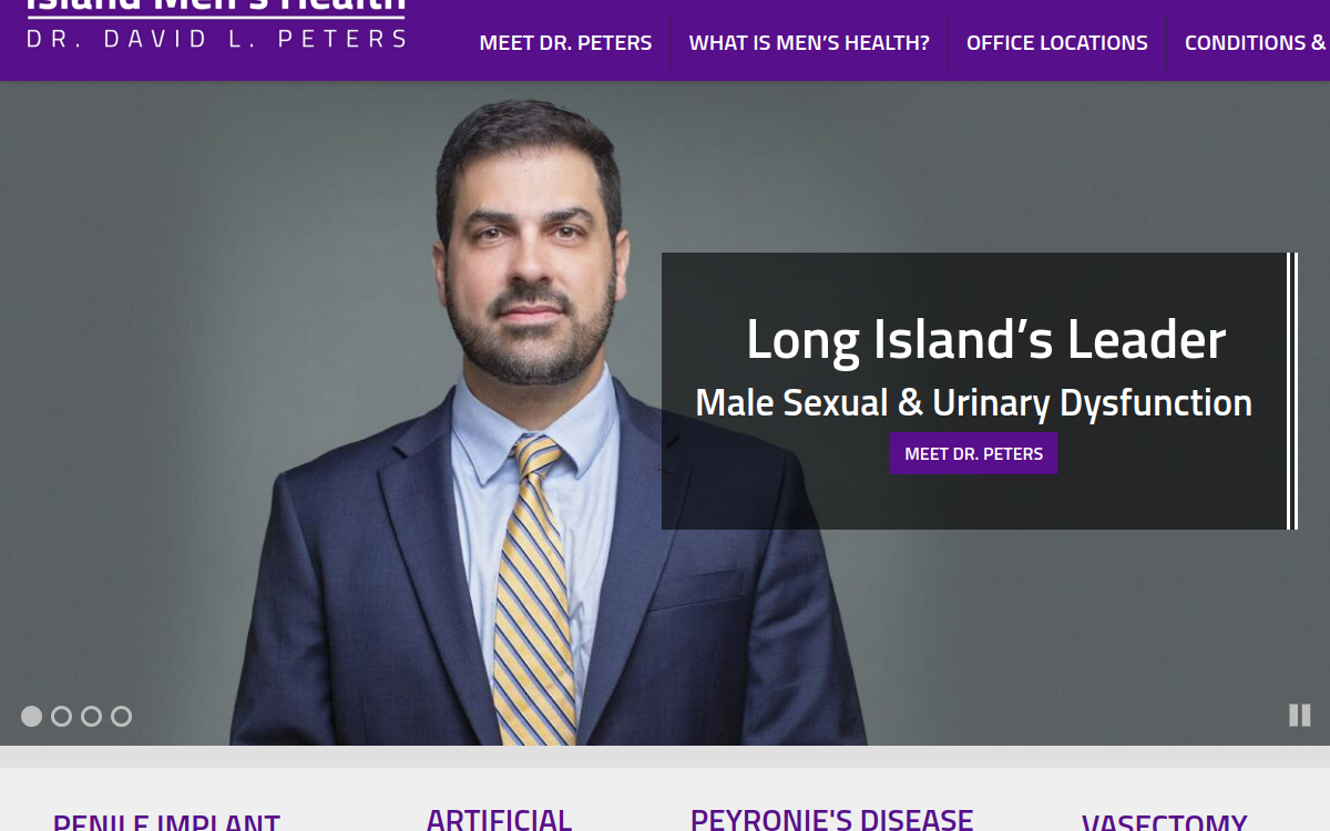 Website homepage of David Peters MD