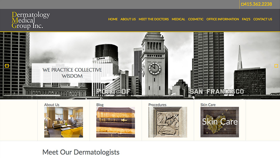 Website designed by Onspire for Dermatology Group of San Francisco