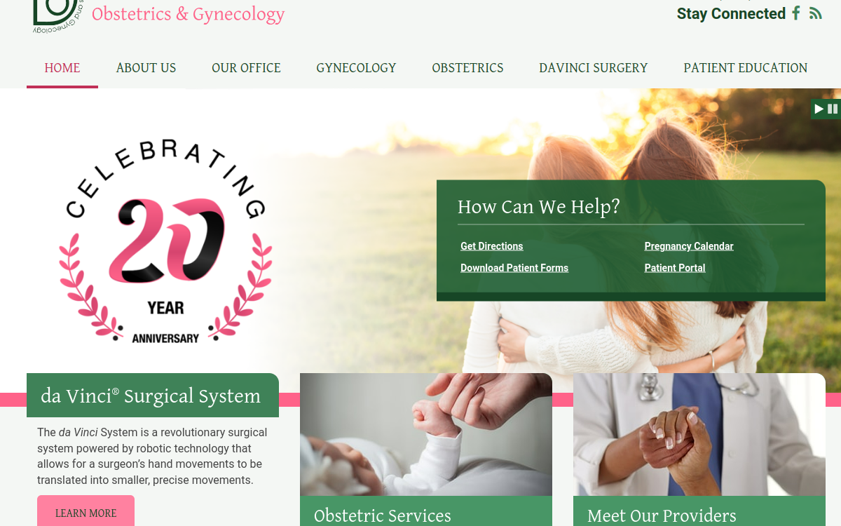 Website homepage of Downriver Obstetrics & Gynecology, P.L.C.