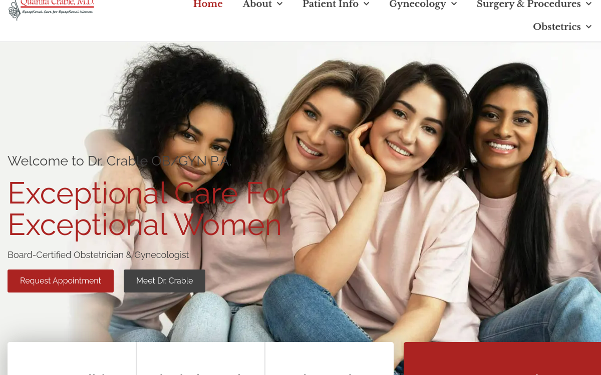 Website homepage of Dr. Crable OB/GYN, P.A.