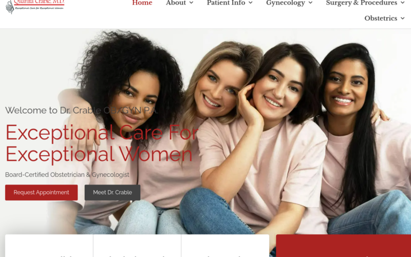 Website homepage of Dr. Crable OB/GYN, P.A.