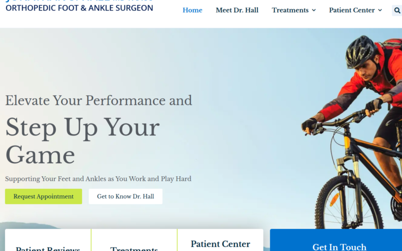 Website homepage of Dr Jonathan Hall - Pro Ortho