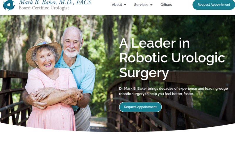 Website homepage of Dr. Mark Baker