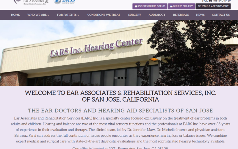 Website homepage of EAR Associates & Rehabilitation, Inc.