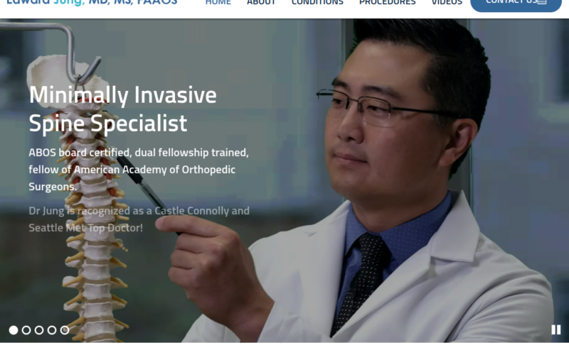 Website homepage of Edward Jung, MD