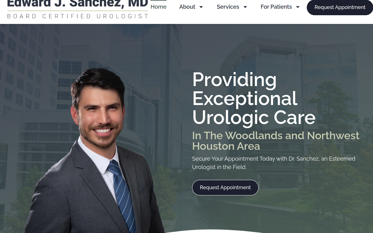 Website homepage of Edward Sanchez Jr. M.D.