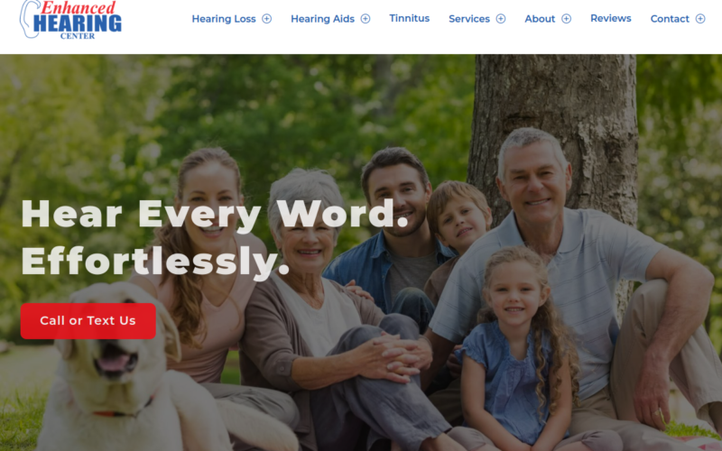 Website homepage of Enhanced Hearing Center