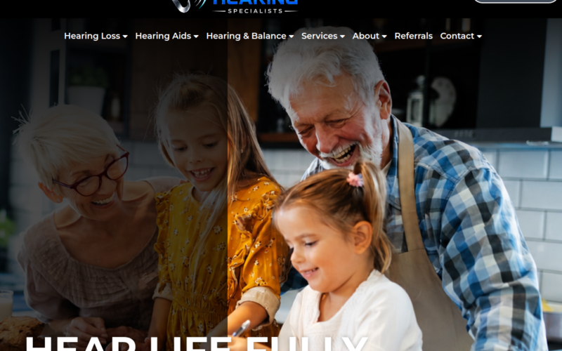 Website homepage of Enhanced Hearing Specialists