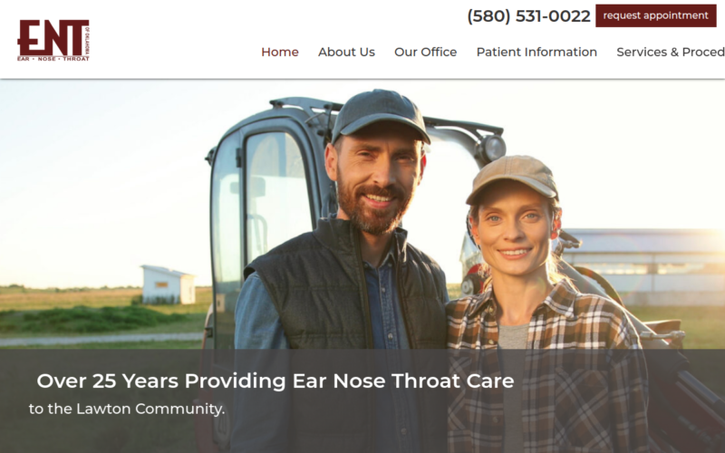 Website homepage of ENT of Oklahoma
