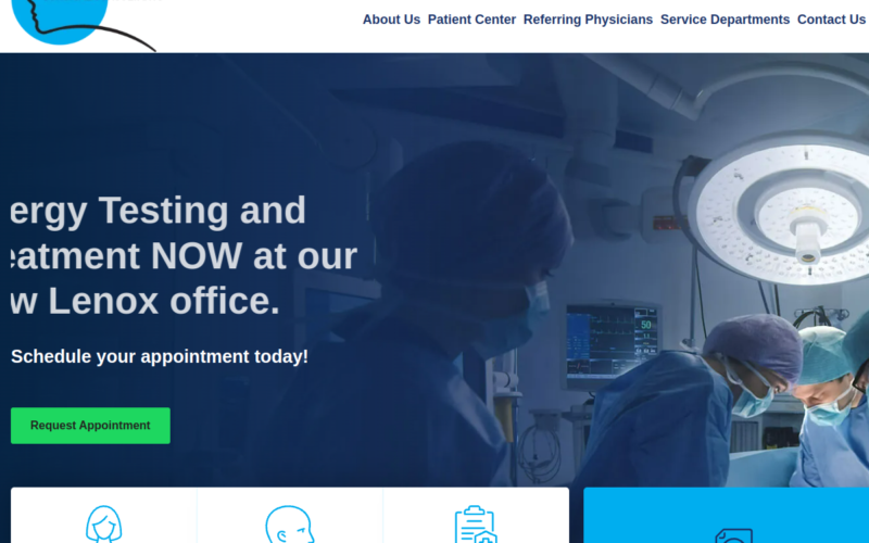 Website homepage of ENT Surgical Consultants, LTD