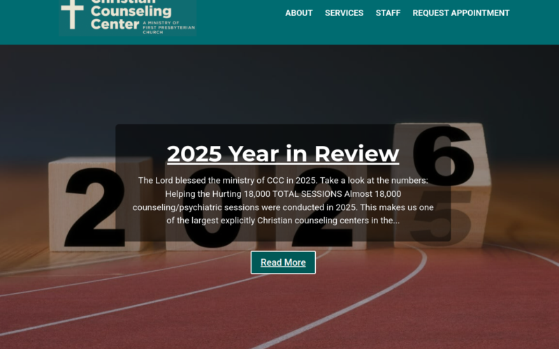 Website homepage of First Presbyterian Church Christian Counseling C