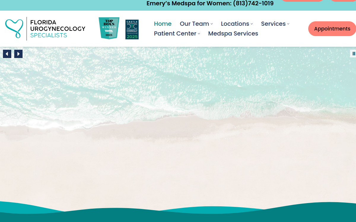Website homepage of Florida Urogynecology Specialists