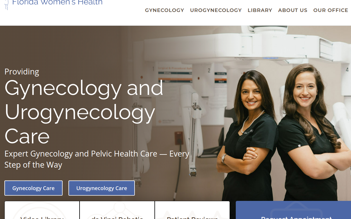 Website homepage of Florida Women's Health, LLC