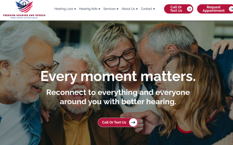 Website homepage of Freedom Hearing and Speech