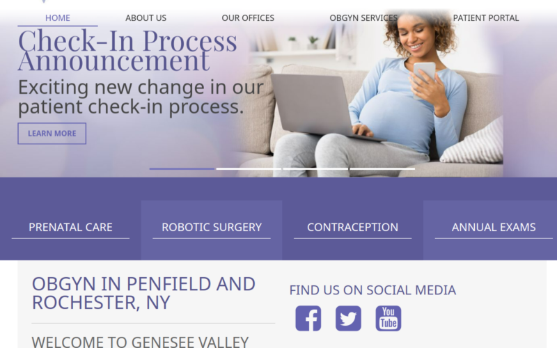 Website homepage of Genesee Valley OB/GYN, P.C.