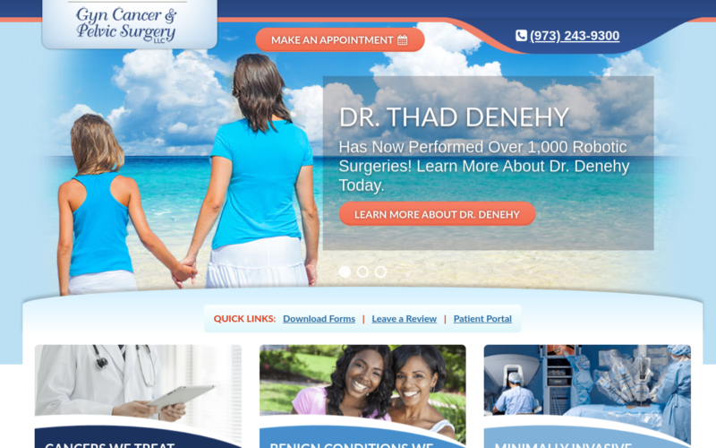 Website homepage of Gynecologic Cancer & Pelvic Surgery LLC