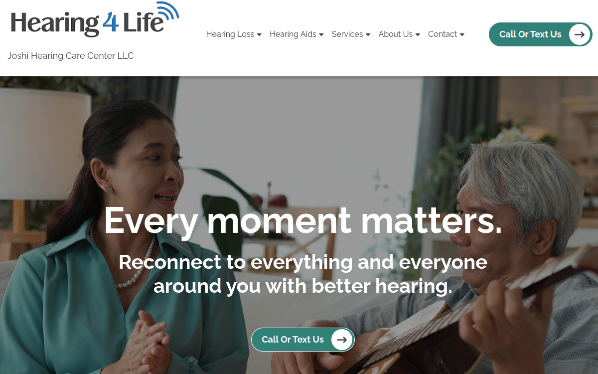 Website homepage of Hearing 4 Life