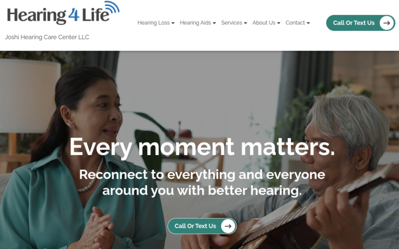 Website homepage of Hearing 4 Life
