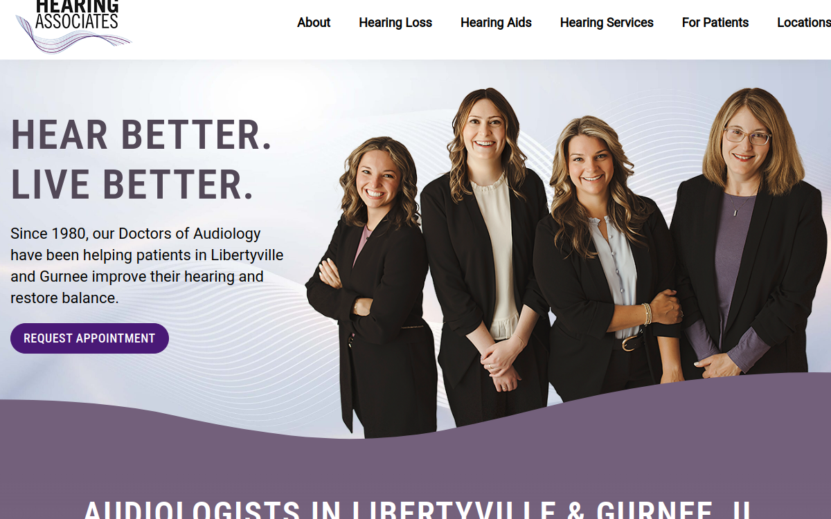 Website homepage of Hearing Associates