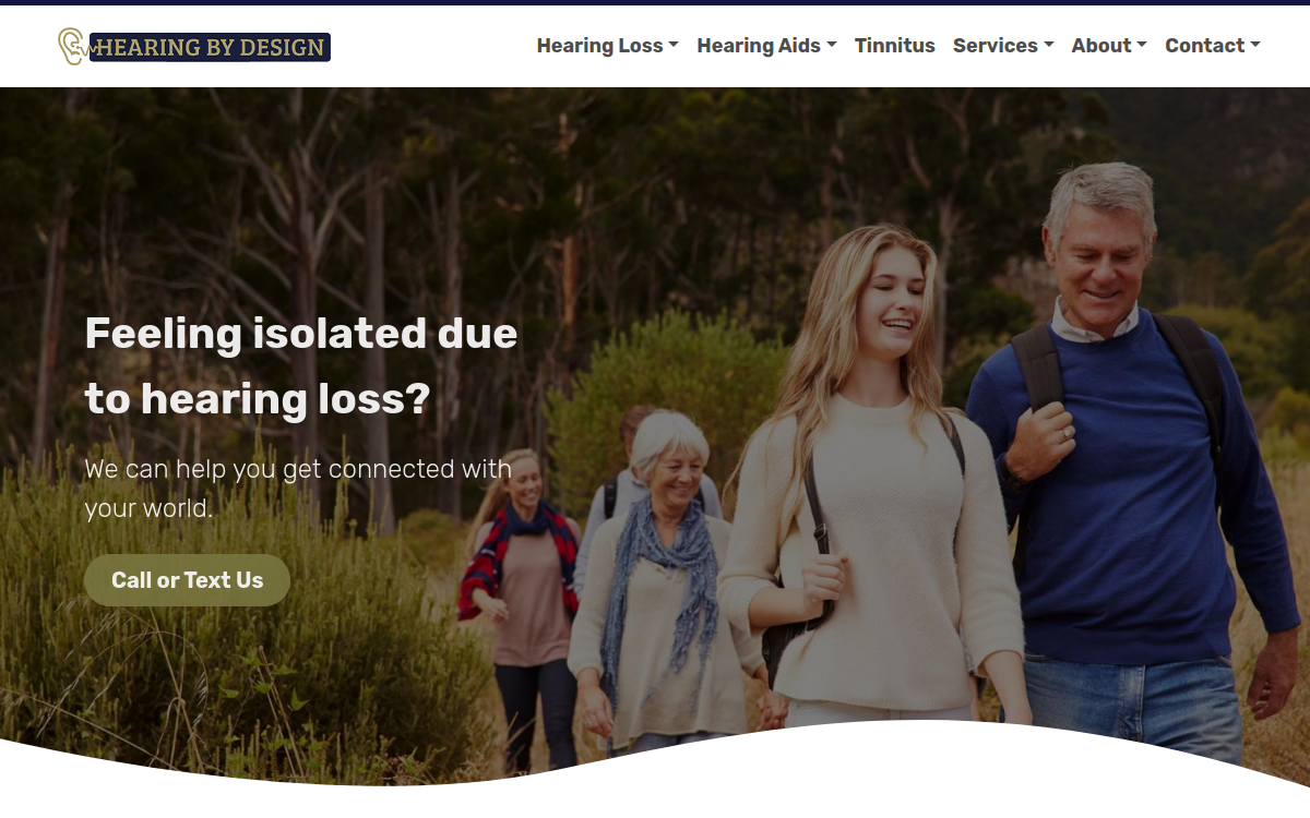 Website homepage of Hearing by Design
