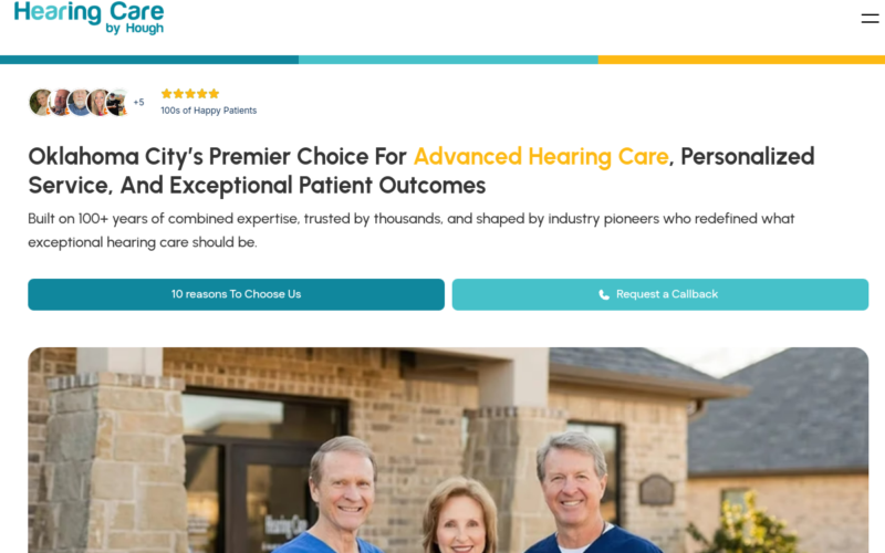 Website homepage of Hearing Care by Hough