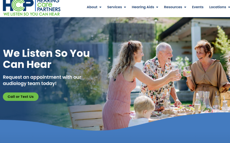 Website homepage of Hearing Care Partners