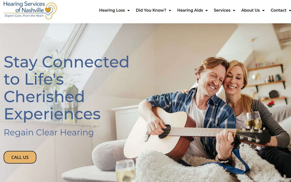 Website homepage of Hearing Services of Nashville