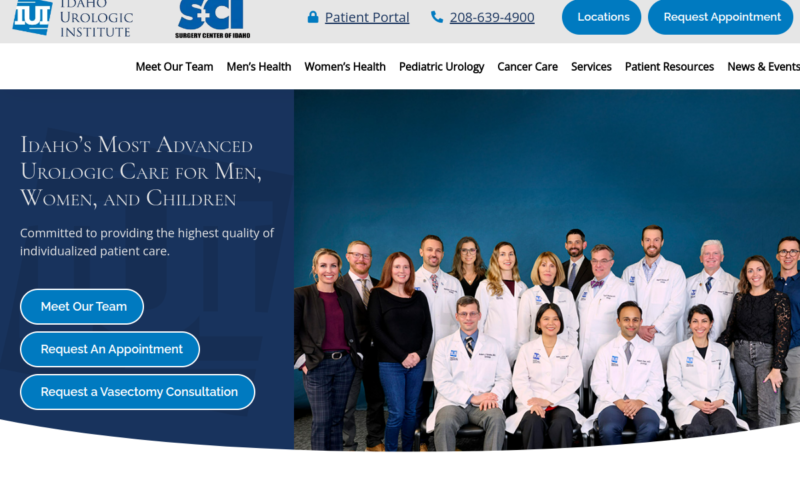 Website homepage of Idaho Urologic Institute