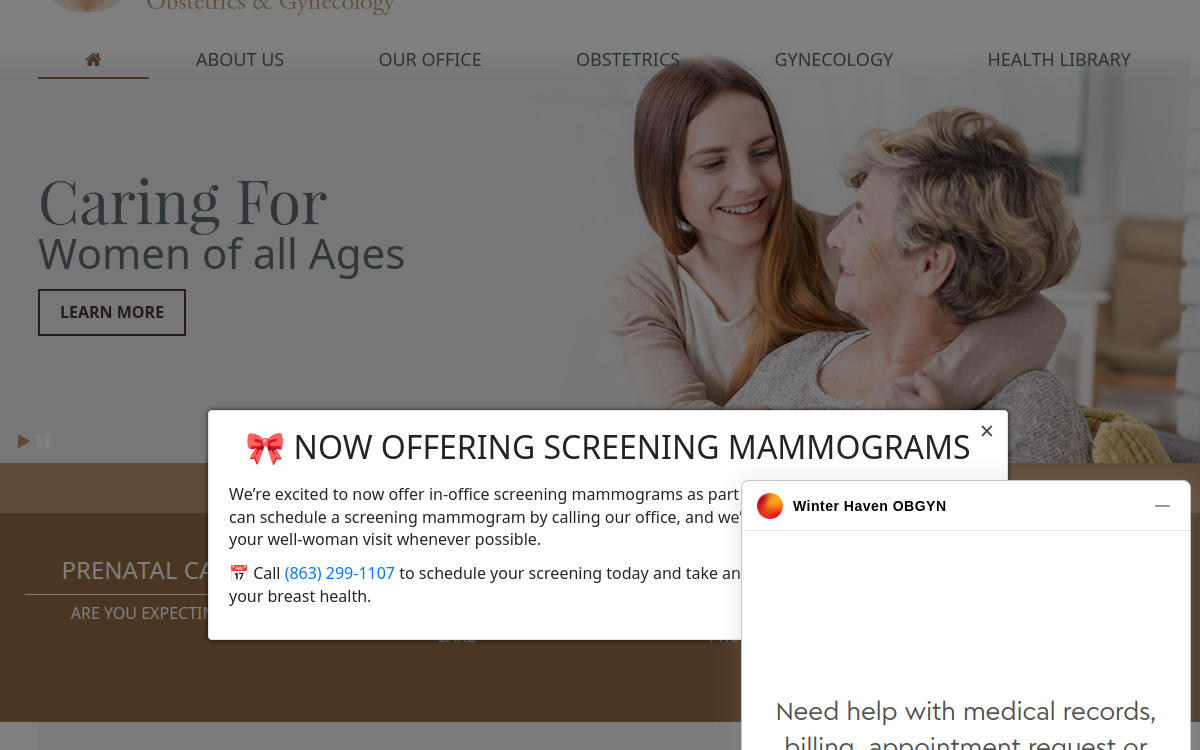 Website homepage of James J. Booker MD PA