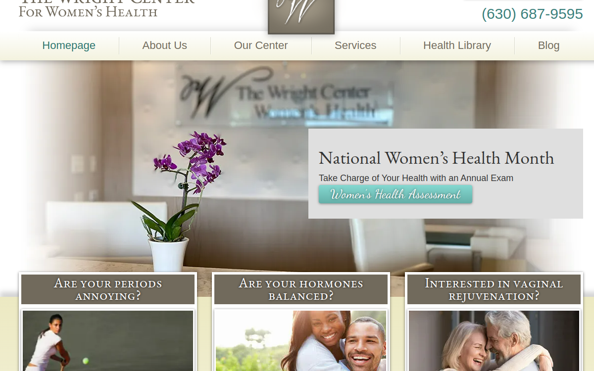 Website homepage of Kimberly E. Wright, M.D.