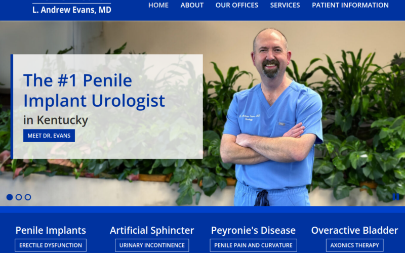 Website homepage of L. Andrew Evans MD
